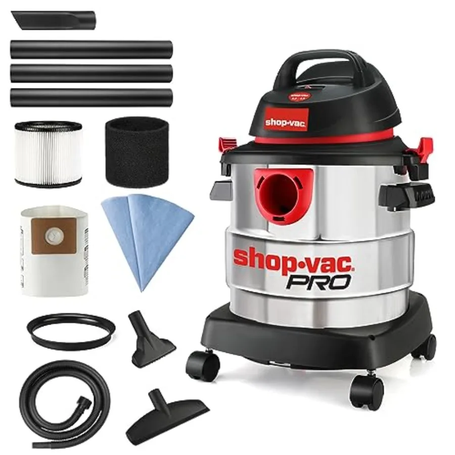 5 Gallon 4.5 Peak HP Wet/Dry Vacuum, Stainl Steel Tank, Portable Shop Vacuum with Attachments for Jobsite, Garage and Workshop.
5 Gallon 4.5 Peak HP Wet/Dry Vacuum, Stainl Steel Tank, Portable Shop Vacuum with Attachments for Jobsite, Garage and Workshop.