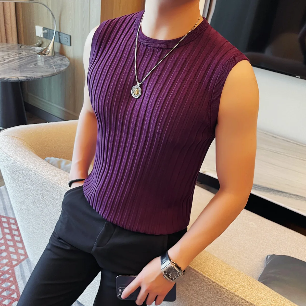 Men's Summer Ribbed Sleeveless Vest Breathable Crew Neck Tank Top Lightweight Gym-to-Streetwear Stretch-Knit Casual Comfort
Men's Summer Ribbed Sleeveless Vest Breathable Crew Neck Tank Top Lightweight Gym-to-Streetwear Stretch-Knit Casual Comfort