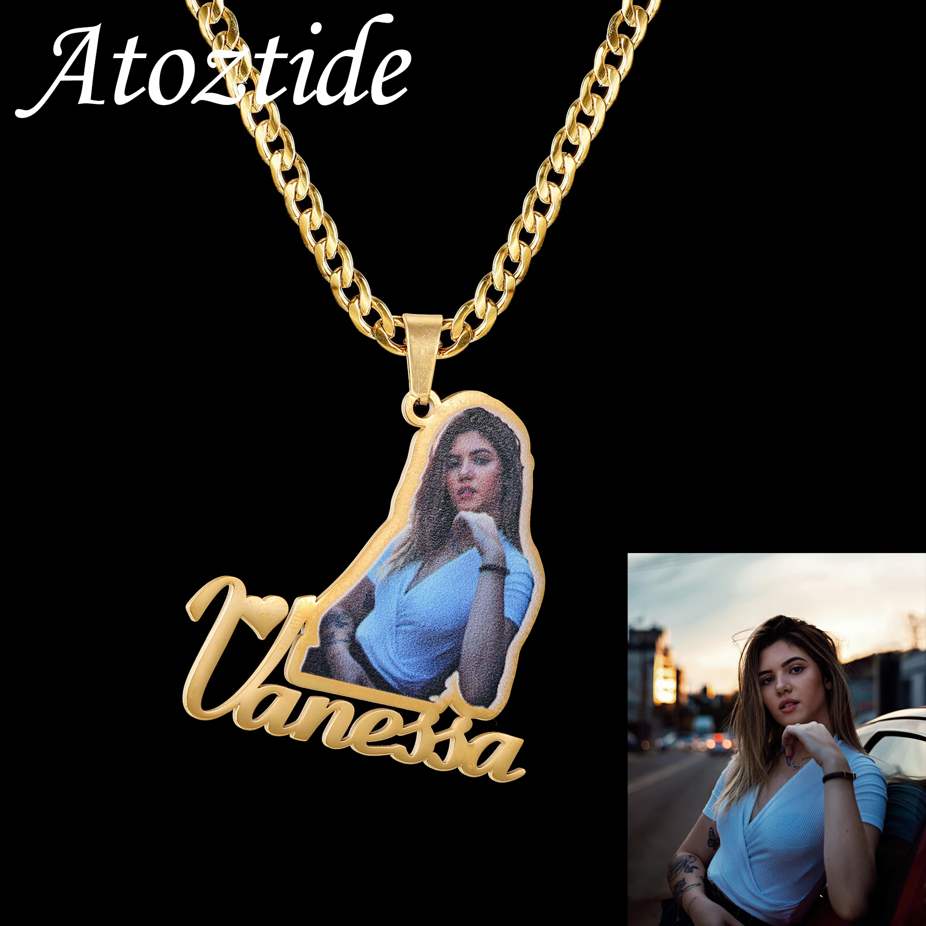 Atoztide Custom Name Necklace for Women with Photo Stainless Steel Jewelry Color Picture Pendant Choker Chain Personalized Gift
Atoztide Custom Name Necklace for Women with Photo Stainless Steel Jewelry Color Picture Pendant Choker Chain Personalized Gift