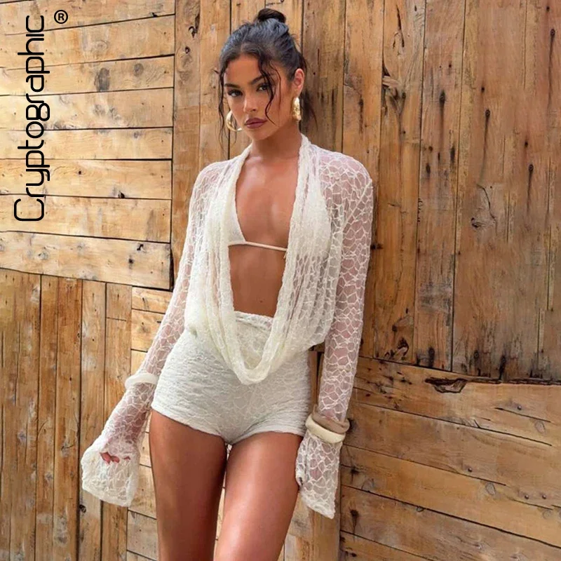 Fashion Halter Draped 3 Piece Sets Beach Outfits Hollow Out Lace Up Bikini Shorts Long Sleeve Co-ords Sets Suits
Fashion Halter Draped 3 Piece Sets Beach Outfits Hollow Out Lace Up Bikini Shorts Long Sleeve Co-ords Sets Suits