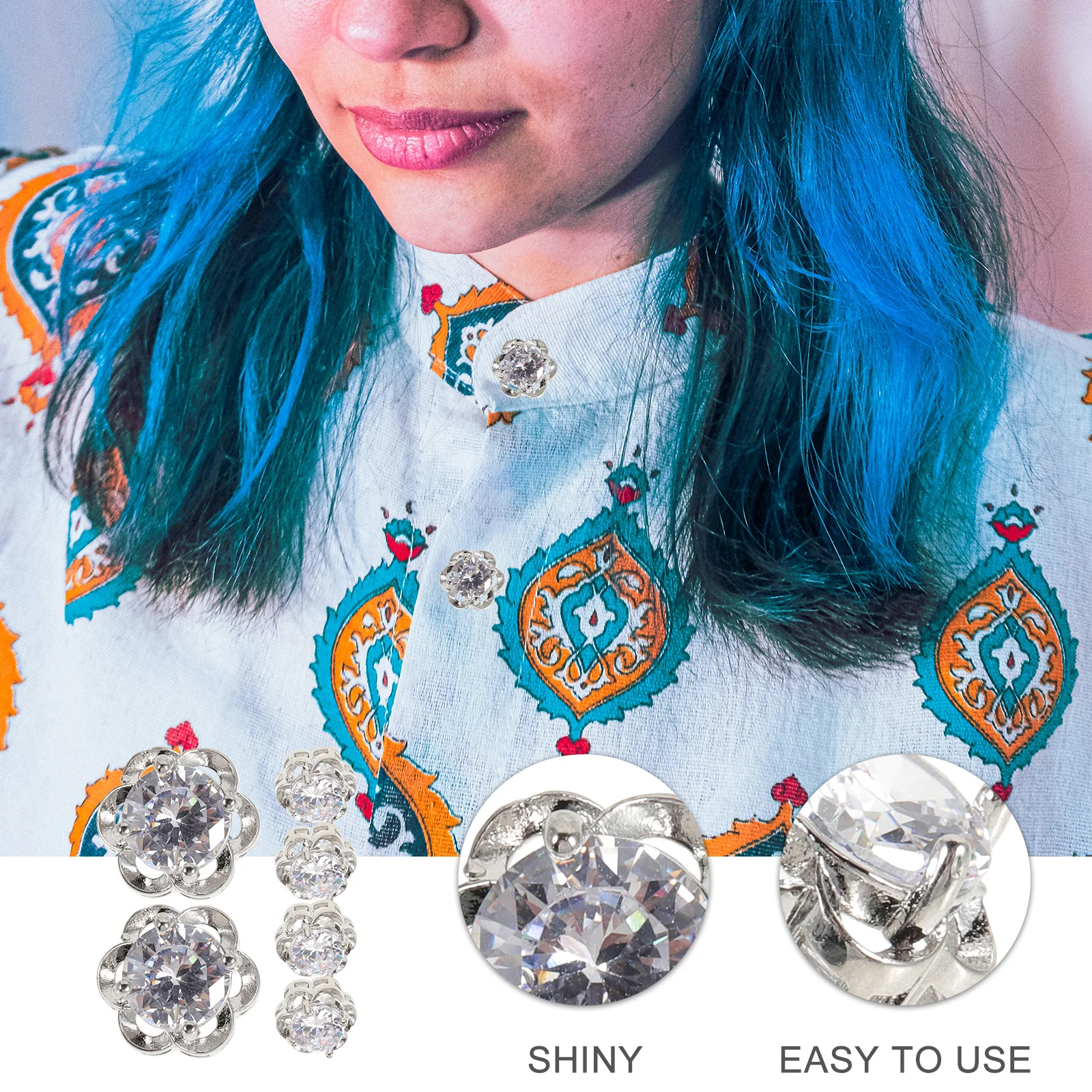 6pcs Rhinestone Crystal Buttons Flower Charms For Sewing Craft Decor Sweater Hat Bag Embellishment Metal Button Supplies
6pcs Rhinestone Crystal Buttons Flower Charms For Sewing Craft Decor Sweater Hat Bag Embellishment Metal Button Supplies