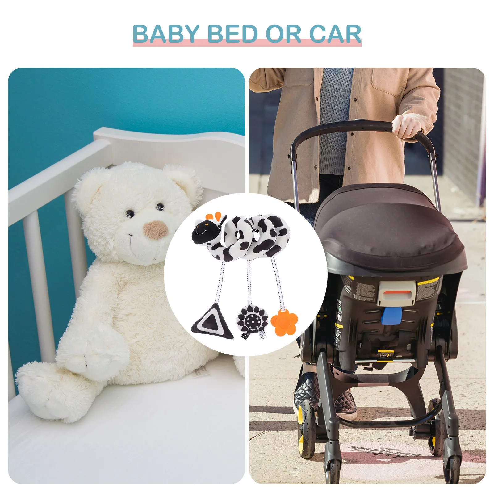 Baby Bed Hanging Stroller Spiral Rattle Cloth Animal Shape Interactive Plaything Early Education Gift Skin-Friendly Bell Sound
Baby Bed Hanging Stroller Spiral Rattle Cloth Animal Shape Interactive Plaything Early Education Gift Skin-Friendly Bell Sound