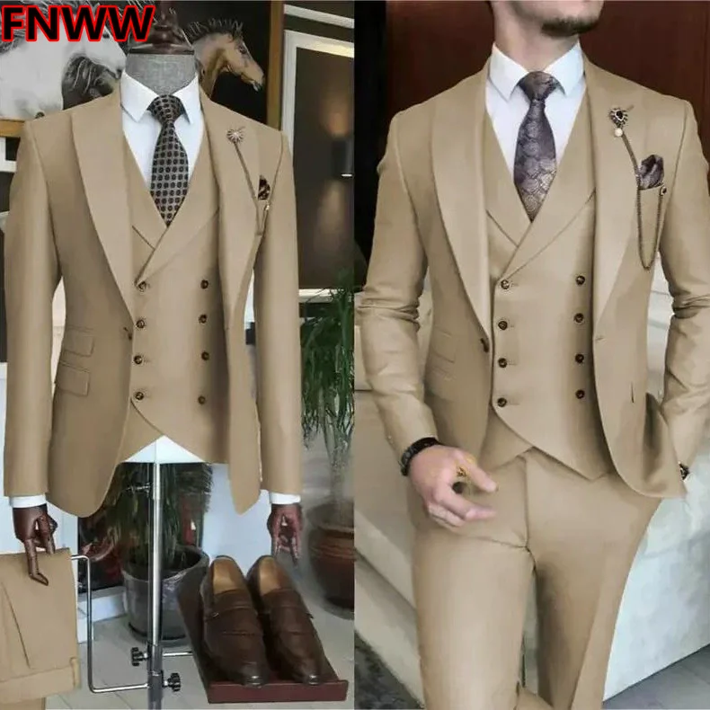3 Pieces New Business Khaki Formal Men's Slim Custom Blazer Jacket Vest Pant Sets Fit Suits Wedding Groom Prom Terno Masculino
3 Pieces New Business Khaki Formal Men's Slim Custom Blazer Jacket Vest Pant Sets Fit Suits Wedding Groom Prom Terno Masculino