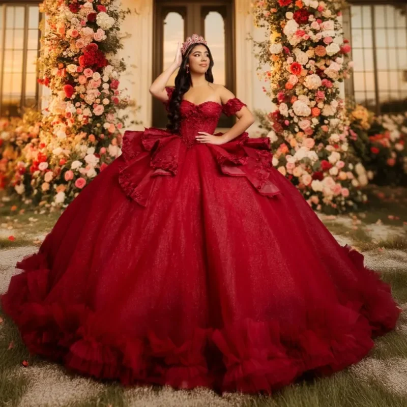 Red Shiny Princess Sweet 16 Dress Quinceanera Dresses Applique Lace Beading Crystal Tiered Tull Party Birthday Vestid 15 De
Red Shiny Princess Sweet 16 Dress Quinceanera Dresses Applique Lace Beading Crystal Tiered Tull Party Birthday Vestid 15 De