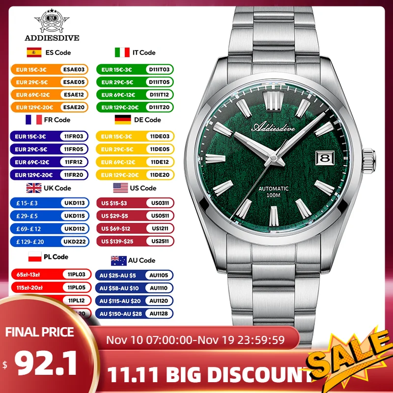 ADDIESDIVE 3D Bark Texture Dial Men Watches Luxury Automatic Mechanical Watches For Men Japan NH35A Sapphire glass Wristwatch
ADDIESDIVE 3D Bark Texture Dial Men Watches Luxury Automatic Mechanical Watches For Men Japan NH35A Sapphire glass Wristwatch