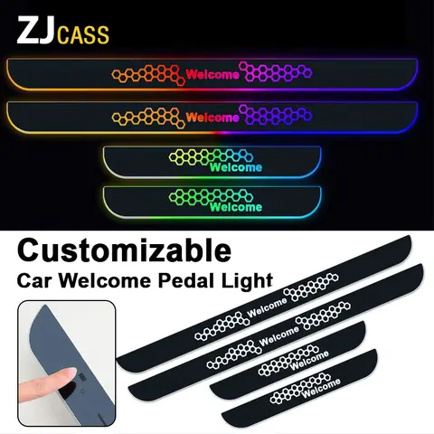 Customizable Car LED Welcome Pedal Light RGB Controllable Auto Interior Atmosphere Light Door Opening Warning Threshold Light