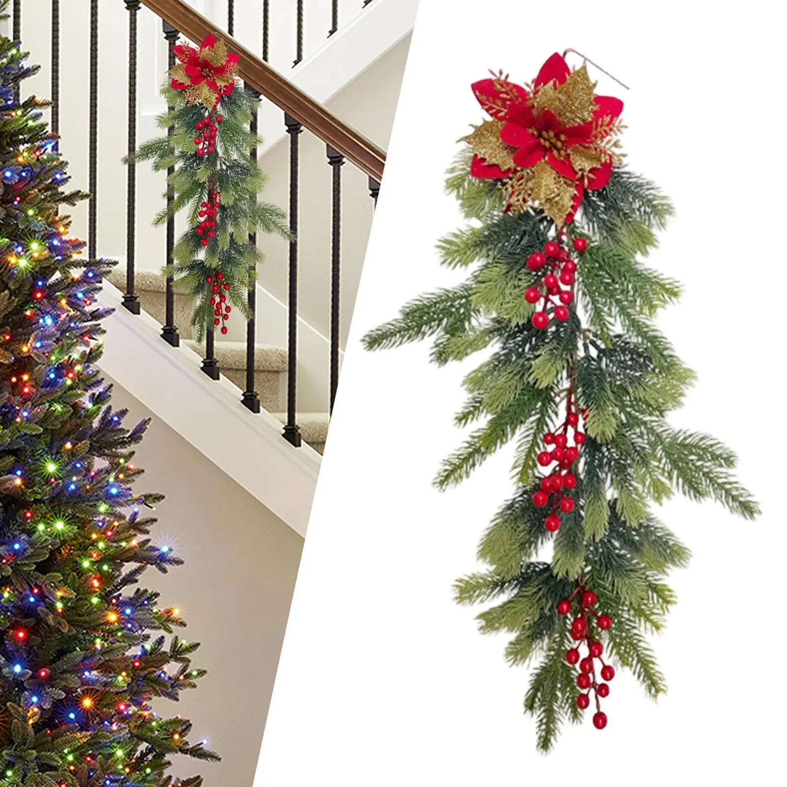 Christmas Teardrop Swag Hanging Garland Artificial Greenery for Fireplace Window Stair Door Decorations
Christmas Teardrop Swag Hanging Garland Artificial Greenery for Fireplace Window Stair Door Decorations