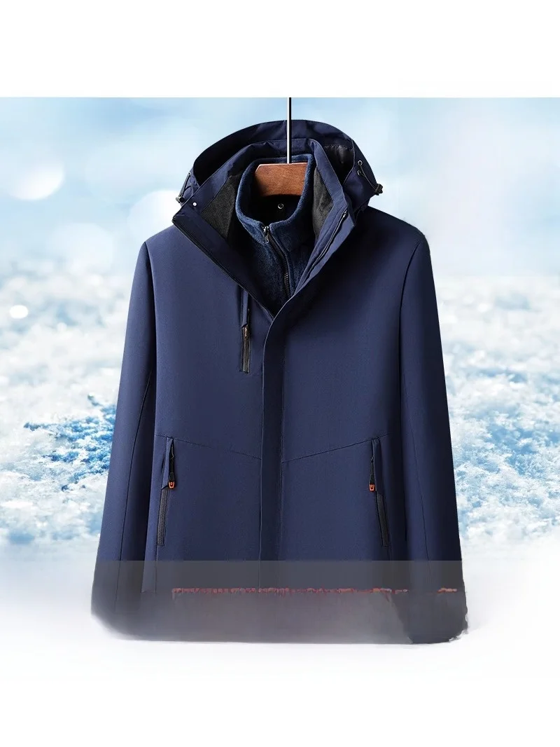 Зимняя уличная куртка Thiened Fce для мужчин: ветрозащитная, водонепроницаемая, со съемным капюшоном, из полиэфирного волокна, повседневная, теплая
Зимняя уличная куртка Thiened Fce для мужчин: ветрозащитная, водонепроницаемая, со съемным капюшоном, из полиэфирного волокна, повседневная, теплая