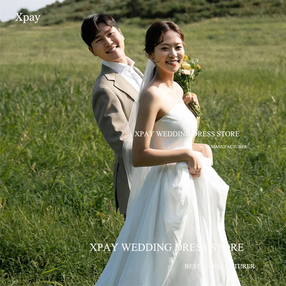 XPAY Strapless Korea Simple A Line Wedding Dresses Sleeveless Satin Garden Bridal Gowns Backless Photo Shoot Beach Bride Dress
XPAY Strapless Korea Simple A Line Wedding Dresses Sleeveless Satin Garden Bridal Gowns Backless Photo Shoot Beach Bride Dress
