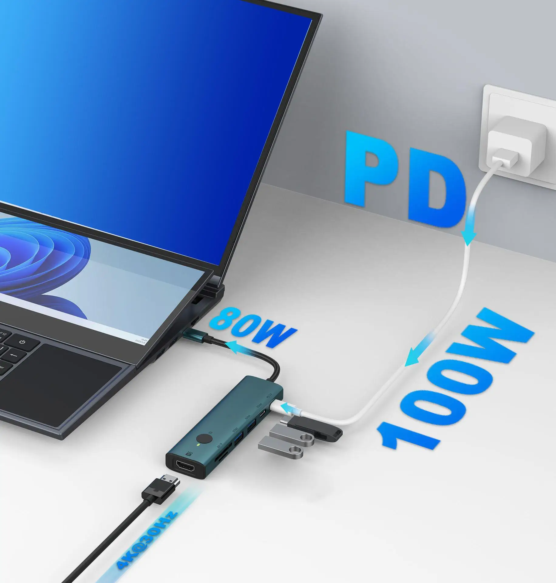USB C Hub USB3.0 Docking Station 7 Ports 4K Portable Splitter with Sleep Screen Function 5Gbps Transfer for Desktop Computer PC
USB C Hub USB3.0 Docking Station 7 Ports 4K Portable Splitter with Sleep Screen Function 5Gbps Transfer for Desktop Computer PC