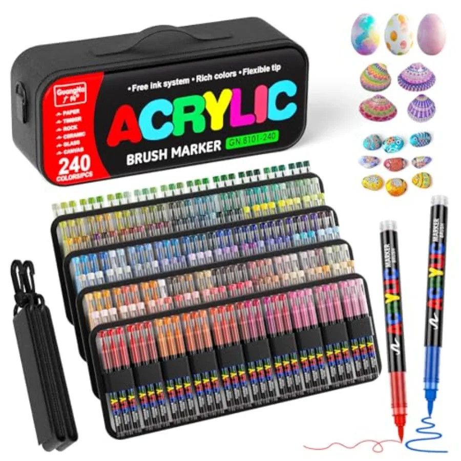 Colors Acrylic Paint Markers with Carrying Bag and Shoulder Strap, Soft Brush Tip Paint Pens, Acrylic Pens for Wood, Canvas, Gl
Colors Acrylic Paint Markers with Carrying Bag and Shoulder Strap, Soft Brush Tip Paint Pens, Acrylic Pens for Wood, Canvas, Gl