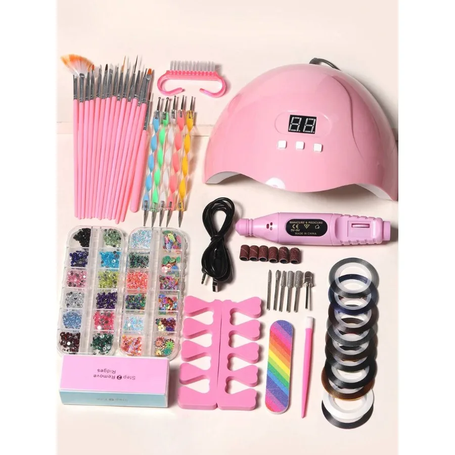 LULAA 46pcs Basic Nail Art Kit With Nail Curing Lamp Nail Drill Machine Nail Rhinestones Dust Brush Nail Files Nail Brush Set D
LULAA 46pcs Basic Nail Art Kit With Nail Curing Lamp Nail Drill Machine Nail Rhinestones Dust Brush Nail Files Nail Brush Set D