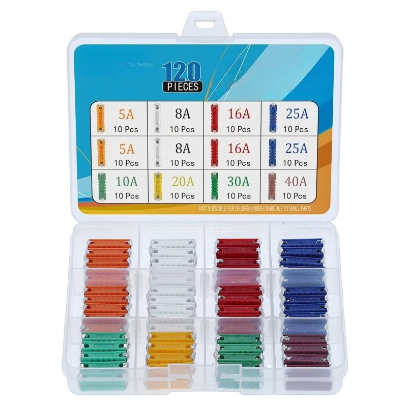 Набор автомобильных предохранителей (120 шт.): 5А, 8А, 10А, 16А, 20А, 25А, 30А, 40А. Классические тороидальные предохранители для авто, бакелитовые, картриджного типа.
Набор автомобильных предохранителей (120 шт.): 5А, 8А, 10А, 16А, 20А, 25А, 30А, 40А. Классические тороидальные предохранители для авто, бакелитовые, картриджного типа.