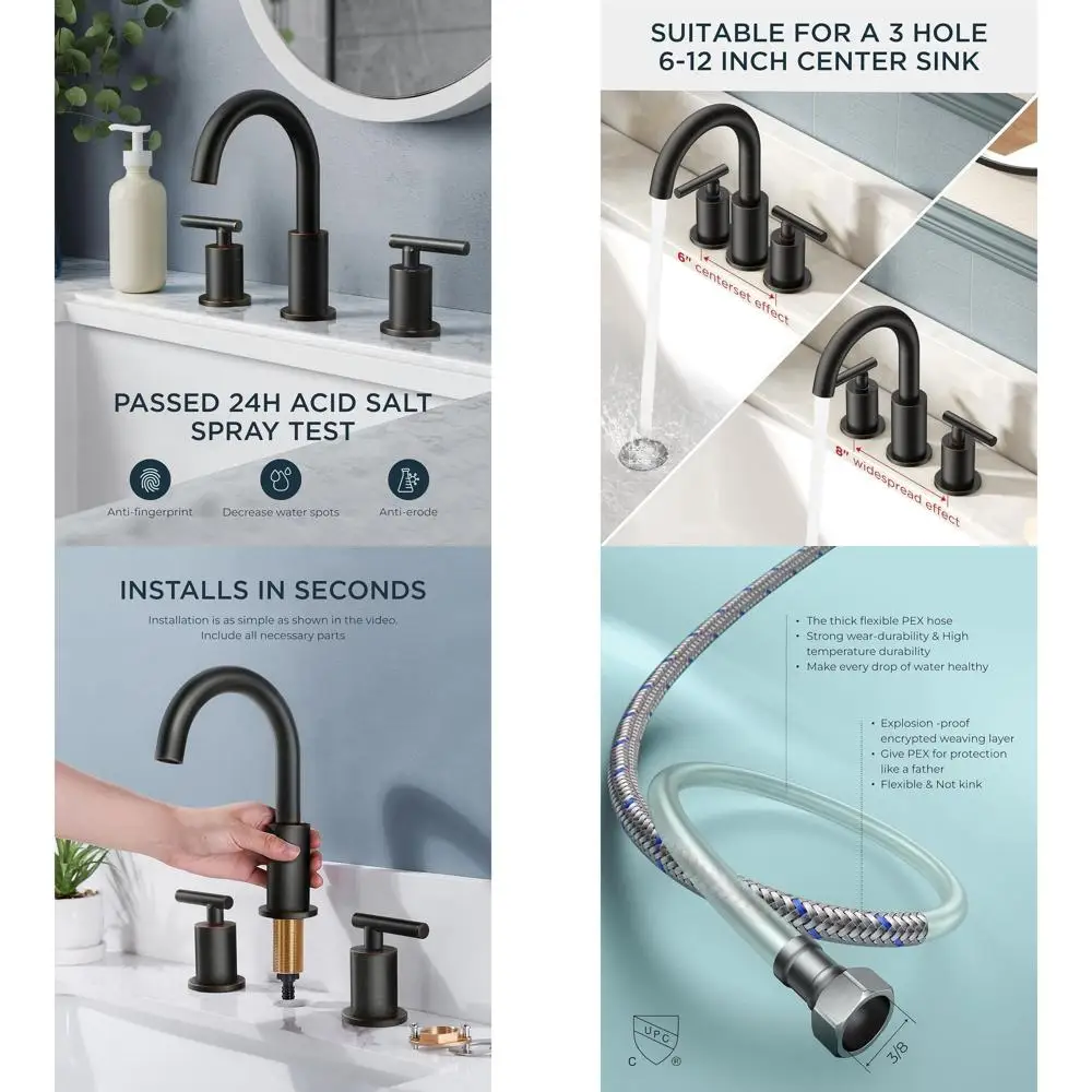 8 Widespread Oil Rubbed Bronze Bathroom Sink Faucet with Pop-Up Drain, CUPC Certified, 6-10 Sink Remodel Kit
8 Widespread Oil Rubbed Bronze Bathroom Sink Faucet with Pop-Up Drain, CUPC Certified, 6-10 Sink Remodel Kit