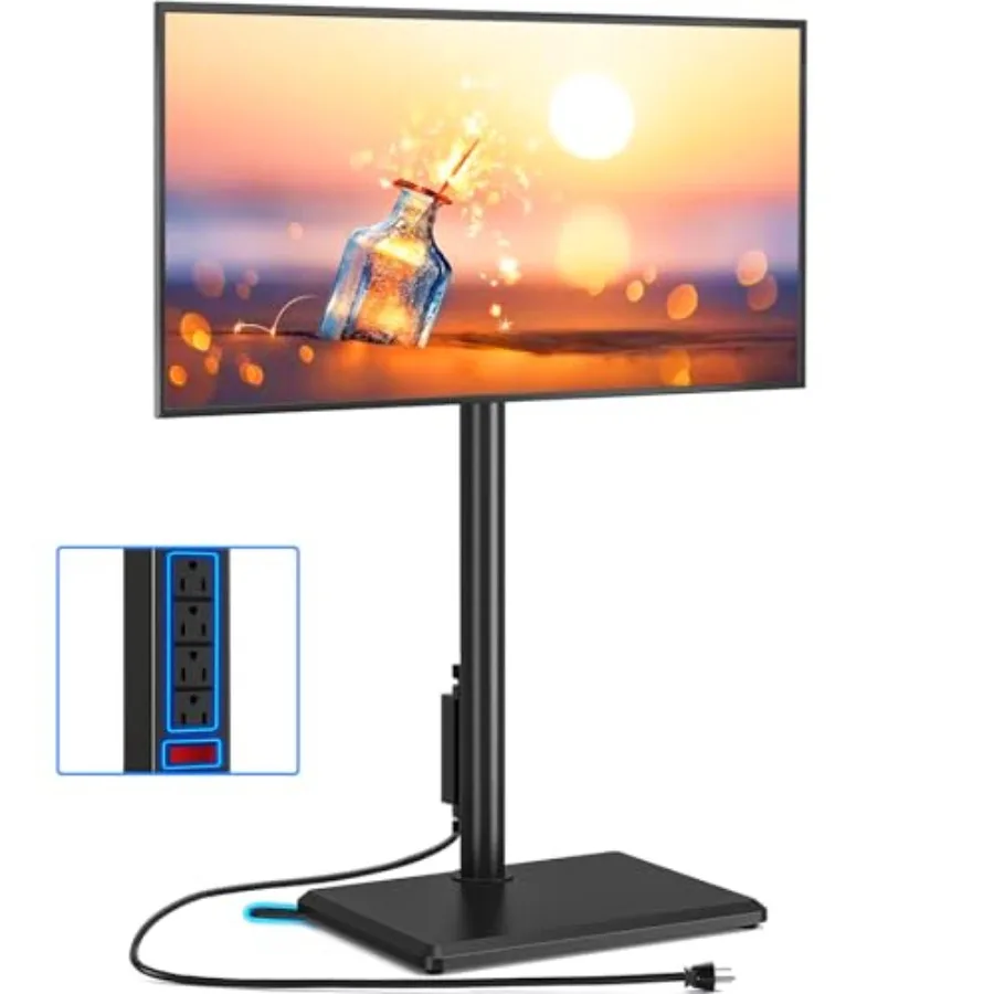 Поворотная напольная подставка для телевизора с розеткой для телевизоров 32-60 дюймов, регулируемая по высоте, высокая деревянная подставка черного цвета, выдерживает до 88 фунтов.
Поворотная напольная подставка для телевизора с розеткой для телевизоров 32-60 дюймов, регулируемая по высоте, высокая деревянная подставка черного цвета, выдерживает до 88 фунтов.