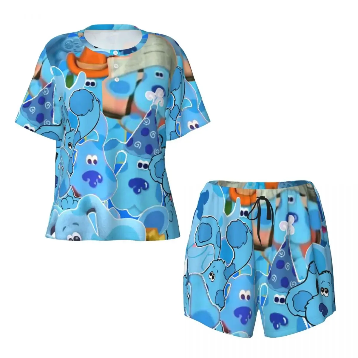 Blue's Clues Blue Dog Cartoon Round Neck Short Sleeve Nightgowns for Sleeping Sleepshirts Women Loose Pajama Set Short Pants
Blue's Clues Blue Dog Cartoon Round Neck Short Sleeve Nightgowns for Sleeping Sleepshirts Women Loose Pajama Set Short Pants