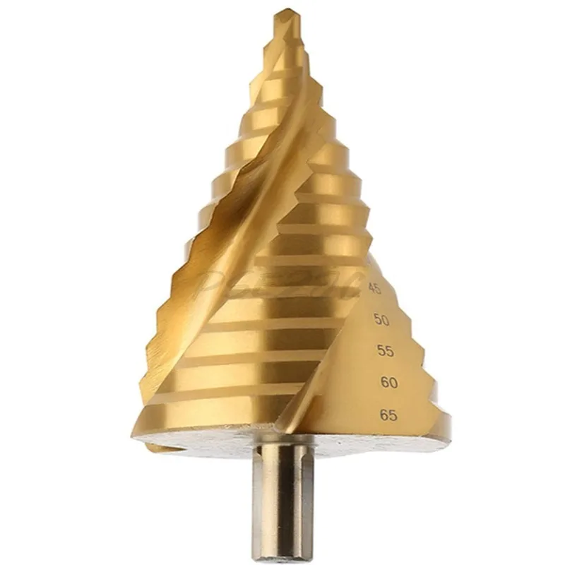 6-65 Three Blade Titanium Plated Spiral Groove Triangular Handle Step Drill Bit High-speed Steel Metal Reamer
6-65 Three Blade Titanium Plated Spiral Groove Triangular Handle Step Drill Bit High-speed Steel Metal Reamer