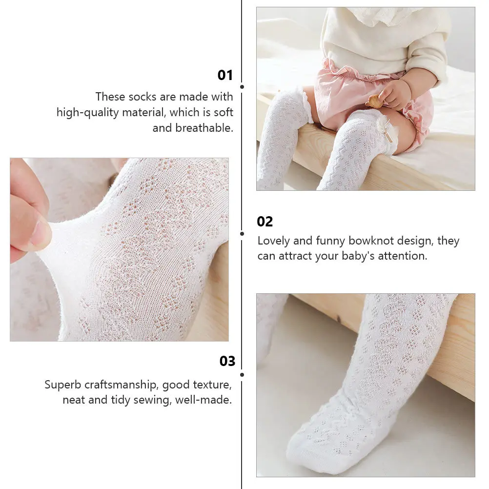 3Pairs Baby Socks Spring Summer Thin Breathable Mesh Style Long Tube Cotton Socks with Bowknot Comfortable Newborns 
3Pairs Baby Socks Spring Summer Thin Breathable Mesh Style Long Tube Cotton Socks with Bowknot Comfortable Newborns