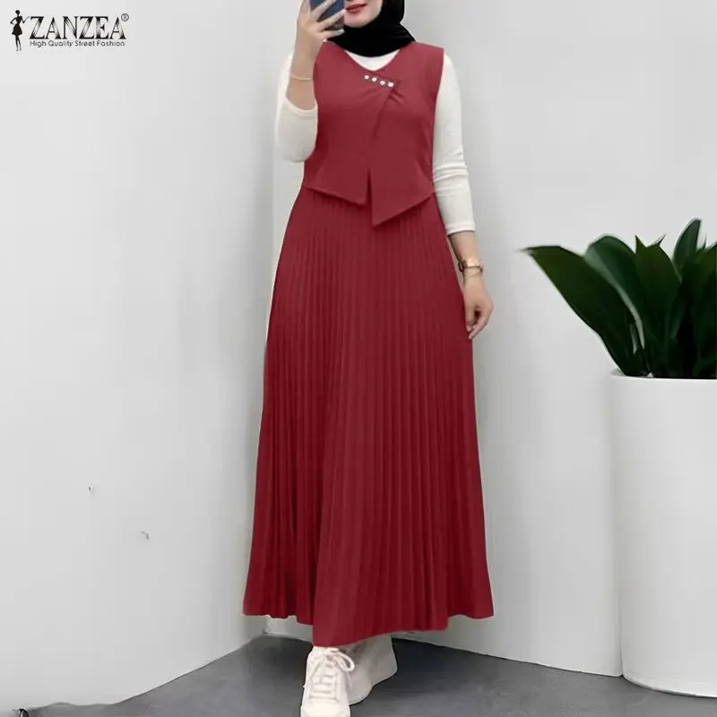 ZANZEA Women Muslim Fashion Maxi Dress Color-Blocked Patchwork Layered Design Pleated Long Dresses Islamic Hijabs Abaya Robes
ZANZEA Women Muslim Fashion Maxi Dress Color-Blocked Patchwork Layered Design Pleated Long Dresses Islamic Hijabs Abaya Robes