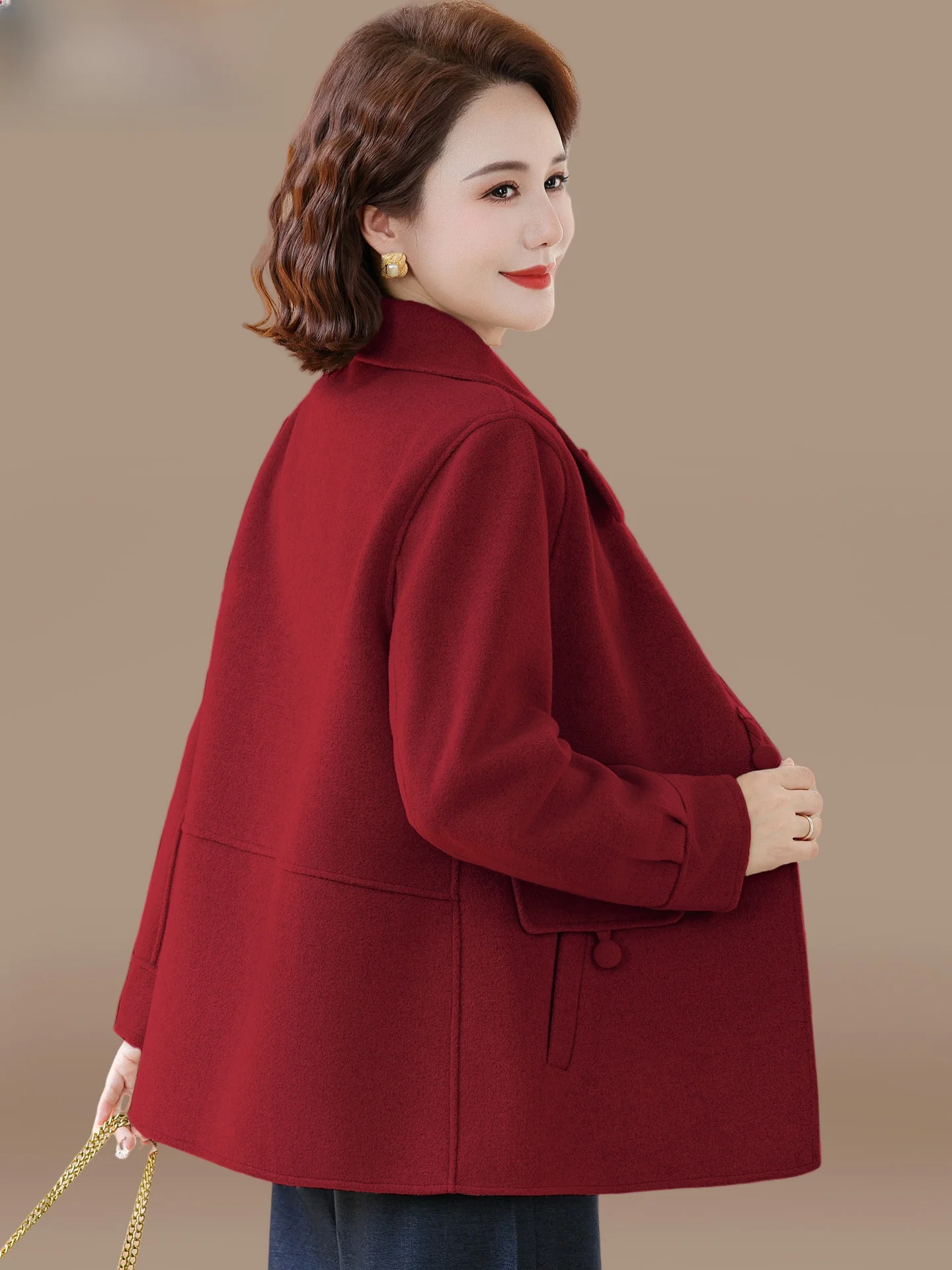 Double-Faced Woolen Coat for Middle-Aged And Elderly Women Fashionable Wedding Dress Mom-in-Law Spring Autumn Winter Outerwear
Double-Faced Woolen Coat for Middle-Aged And Elderly Women Fashionable Wedding Dress Mom-in-Law Spring Autumn Winter Outerwear