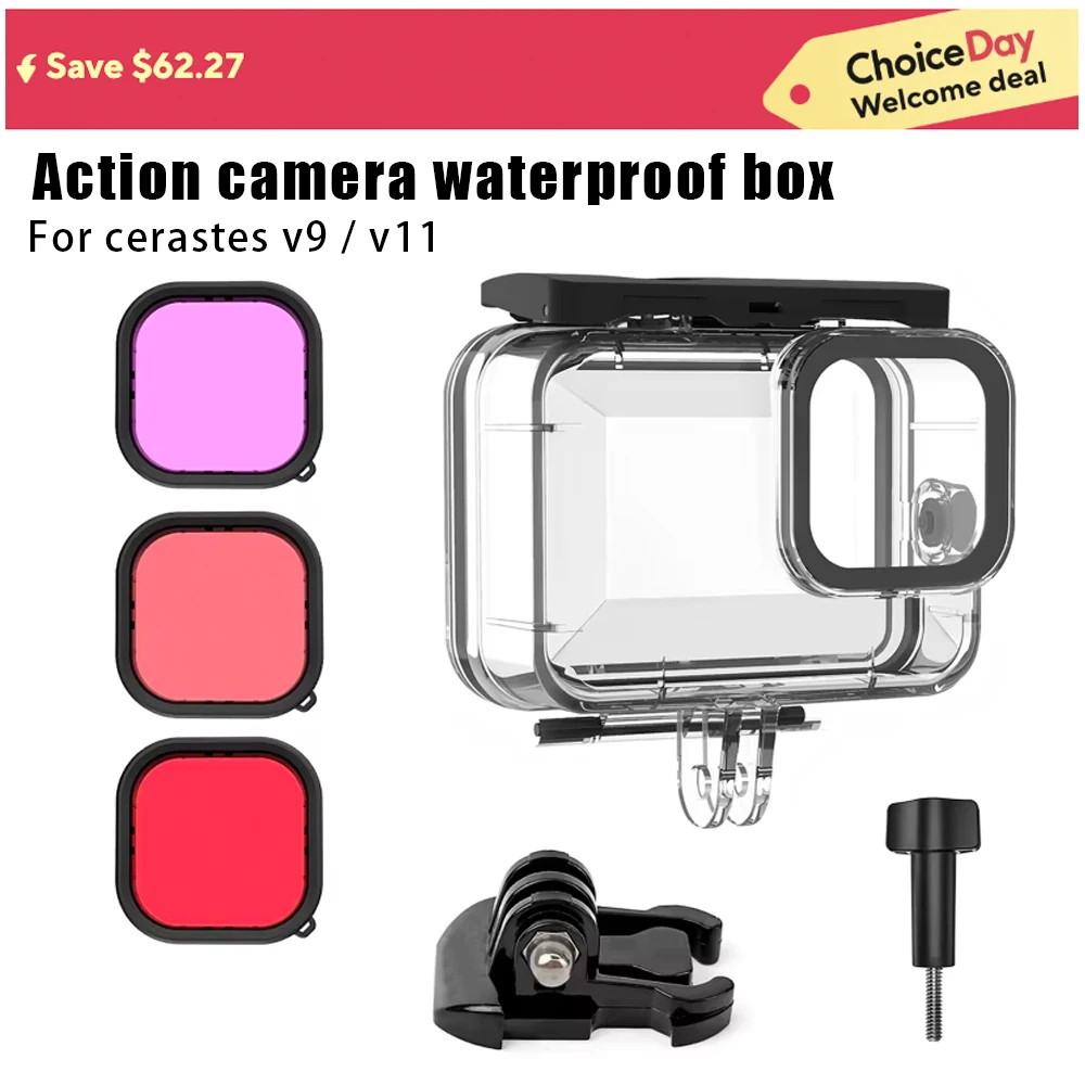 cerastes v9/v11 action camera waterproof housing 60M waterproof housing detachable waterproof box diving filter
cerastes v9/v11 action camera waterproof housing 60M waterproof housing detachable waterproof box diving filter