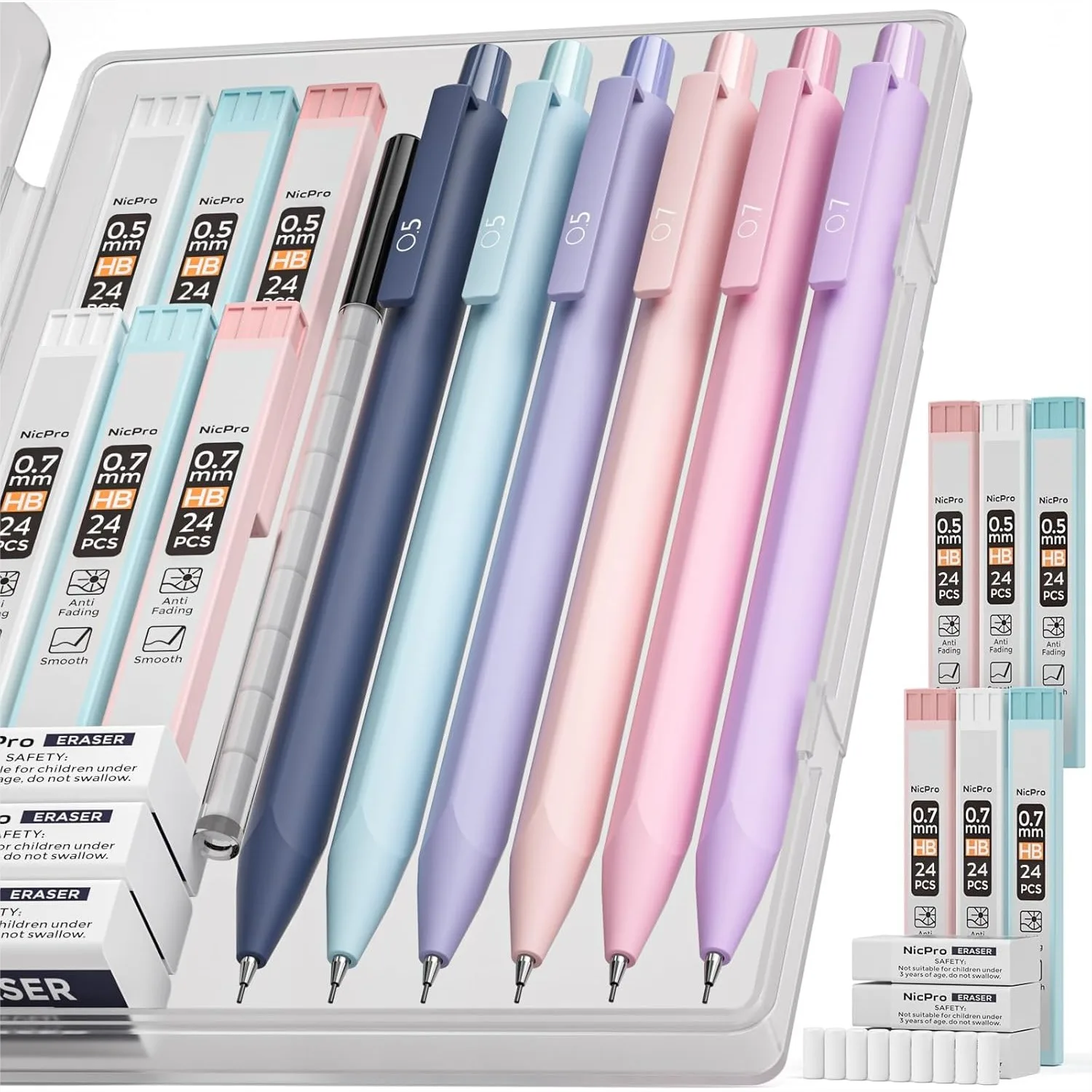 Cute Mechanical Pencils Set, 6PCS Pastel 0.5 & 0.7mm Pencils with 6 Tubes HB Leads, Erasers & Refills, Aesthetic School Supplies
Cute Mechanical Pencils Set, 6PCS Pastel 0.5 & 0.7mm Pencils with 6 Tubes HB Leads, Erasers & Refills, Aesthetic School Supplies
