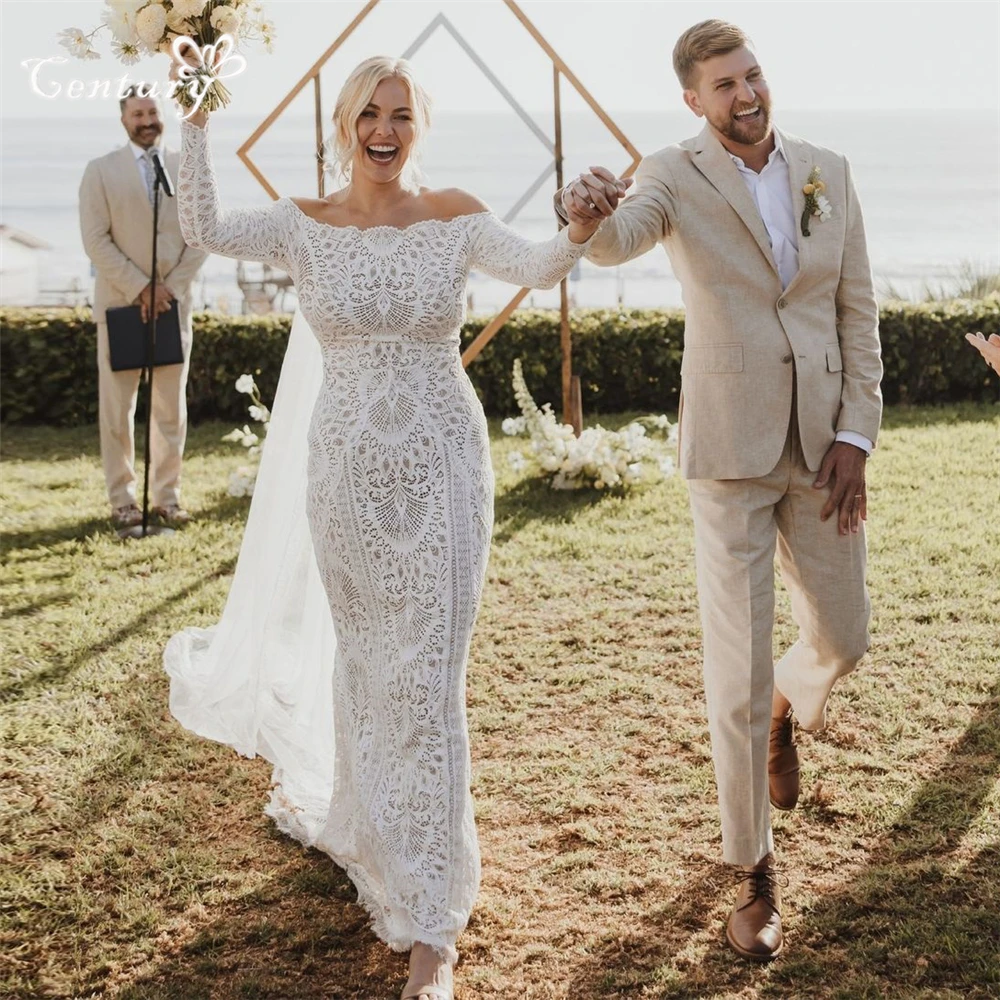 Rustic Boho Wedding Dresses Mermaid Long Sleeve Lace Garden Bridal Gowns Trumpet Bride Dresses for Women Customized
Rustic Boho Wedding Dresses Mermaid Long Sleeve Lace Garden Bridal Gowns Trumpet Bride Dresses for Women Customized