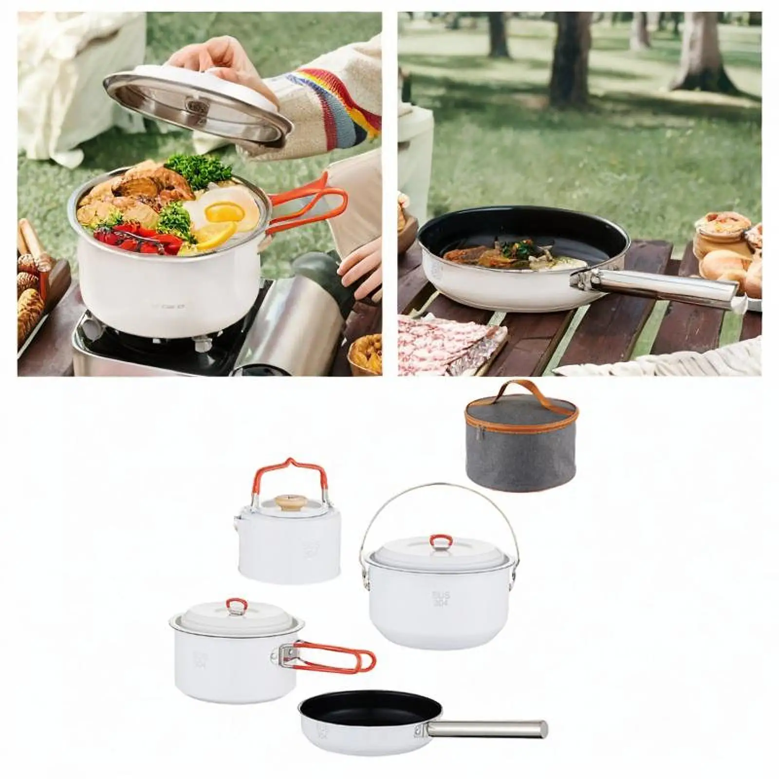 4Pcs Fry Pan Kettle Camping Cookware Set Classic with Storage Bag Outdoor Cook
4Pcs Fry Pan Kettle Camping Cookware Set Classic with Storage Bag Outdoor Cook