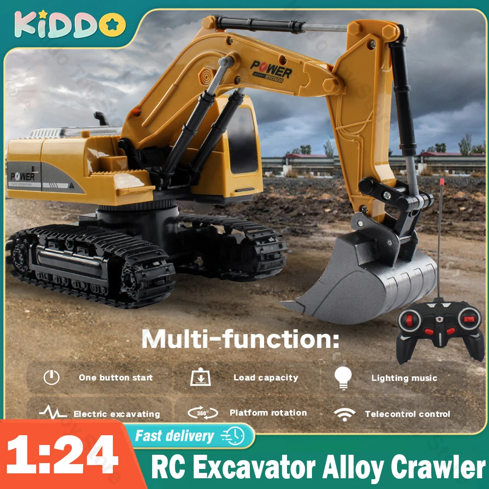 1:24 RC Excavator Alloy Crawler Remote Control Four-Wheel Drive 6CH Lighting Sound Effect One-Button Demonstration Toys Gifts
1:24 RC Excavator Alloy Crawler Remote Control Four-Wheel Drive 6CH Lighting Sound Effect One-Button Demonstration Toys Gifts