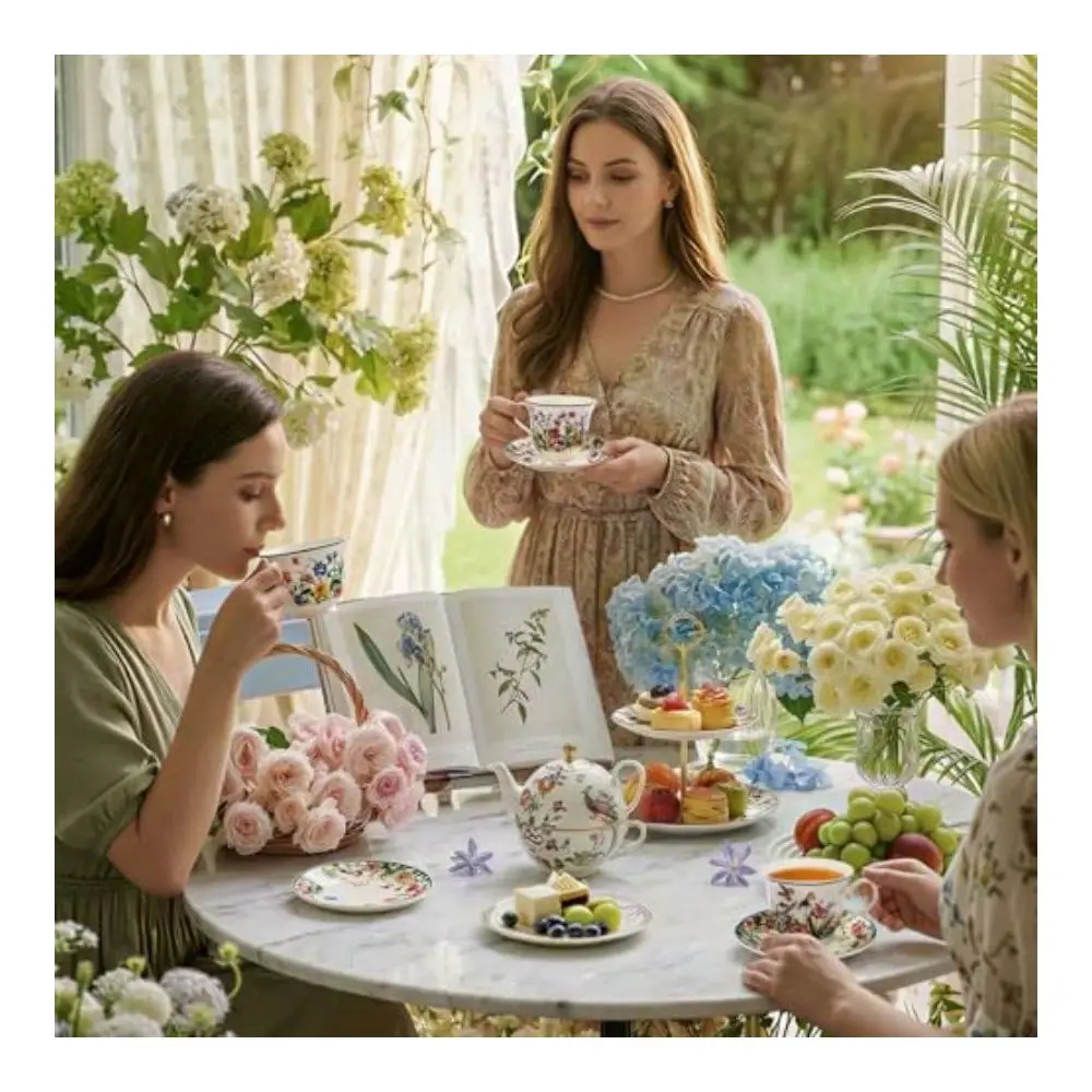 Cups And Saucers, 8 OZ Wildflower Porcelain Tea Cup For Coffee Cappuccino Latte, Floral Butterfly Tea Gift Set Afternoon Tea Pa
Cups And Saucers, 8 OZ Wildflower Porcelain Tea Cup For Coffee Cappuccino Latte, Floral Butterfly Tea Gift Set Afternoon Tea Pa