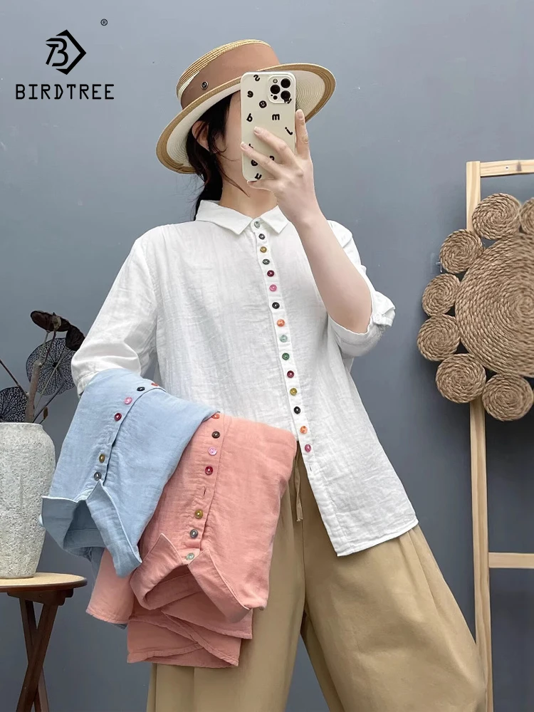 New 2025 Summer Cotton Yarn Half Sleeve Shirt, Women Lapel Colorful Buttons, Mori Girl Casual Versatile Loose Blouse T55318CC
New 2025 Summer Cotton Yarn Half Sleeve Shirt, Women Lapel Colorful Buttons, Mori Girl Casual Versatile Loose Blouse T55318CC