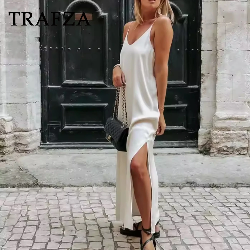 TRAFZA Chic Solid Sexy Elegant Woman Dresses Fashion 2025 Summer Holiday Sleeveless Long Camisloe Dress Backless Female Vestidos
TRAFZA Chic Solid Sexy Elegant Woman Dresses Fashion 2025 Summer Holiday Sleeveless Long Camisloe Dress Backless Female Vestidos
