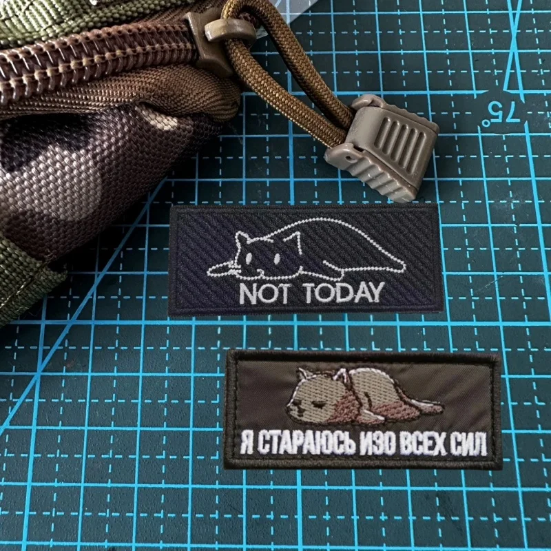 NOT TODAY Cat Tactical Embroidery Patch Fun Cat Pet Hook and Loop Sticker Cute Puppy Cat Morale Badge Backpack Stickers
NOT TODAY Cat Tactical Embroidery Patch Fun Cat Pet Hook and Loop Sticker Cute Puppy Cat Morale Badge Backpack Stickers