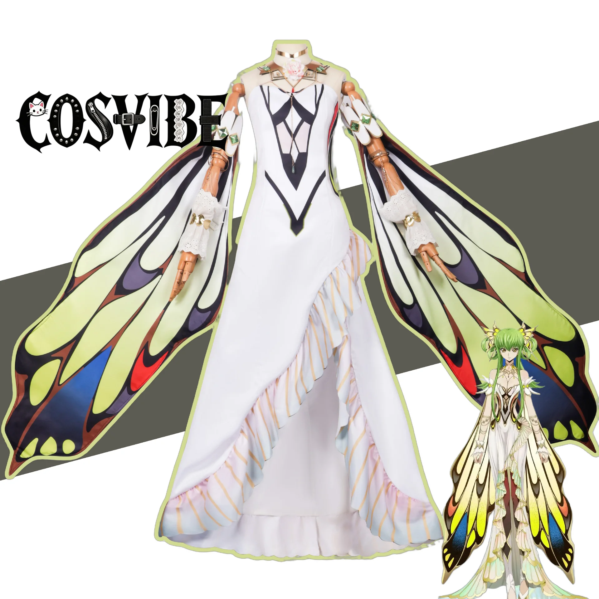 Code Geass C.C. Cosplay Costume - Butterfly Fate Rebellion Dress Prop Set Masquerade Women Halloween Suit
Code Geass C.C. Cosplay Costume - Butterfly Fate Rebellion Dress Prop Set Masquerade Women Halloween Suit