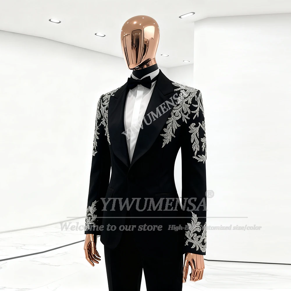 Sliver Beaded Crystals Suit Attire For Men 2 Piece Set Siingle Breasted Jacket Pants Customized Groom Formal Occasion Tuxedos
Sliver Beaded Crystals Suit Attire For Men 2 Piece Set Siingle Breasted Jacket Pants Customized Groom Formal Occasion Tuxedos