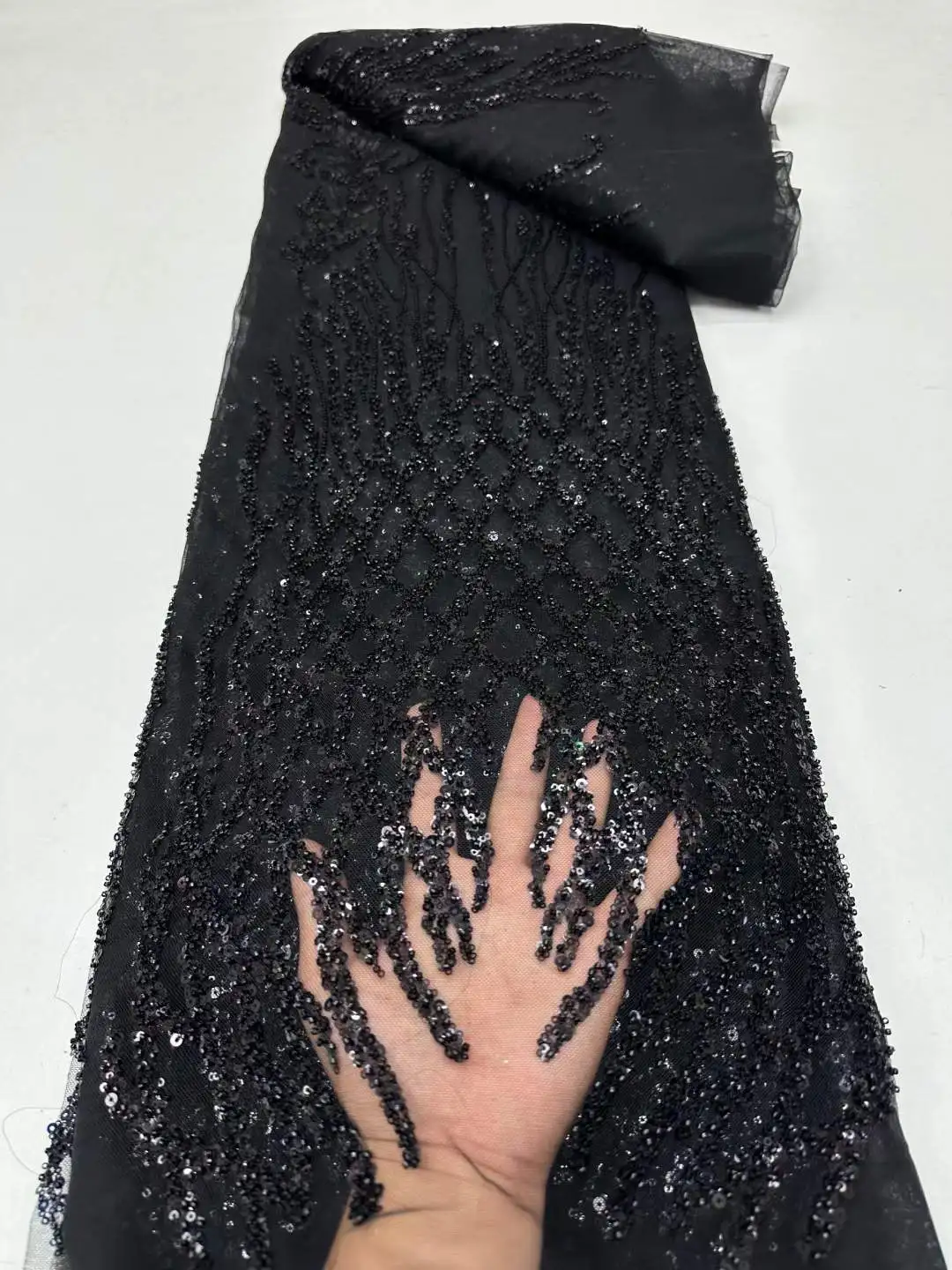 Black Sequins Lace Fabrics 2023 Latest African Lace Fabric Sequence beads French Lace Fabric Embroidery High Quality Net Lace
Black Sequins Lace Fabrics 2023 Latest African Lace Fabric Sequence beads French Lace Fabric Embroidery High Quality Net Lace