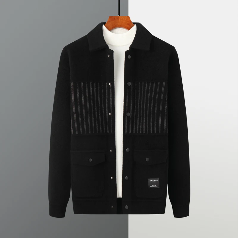 Fashion Striped Jacquard Knitted Cardigan Men Autumn Winter Slim Fit Casual Short Sweater Coats Stand Collar Knitting Jackets
Fashion Striped Jacquard Knitted Cardigan Men Autumn Winter Slim Fit Casual Short Sweater Coats Stand Collar Knitting Jackets