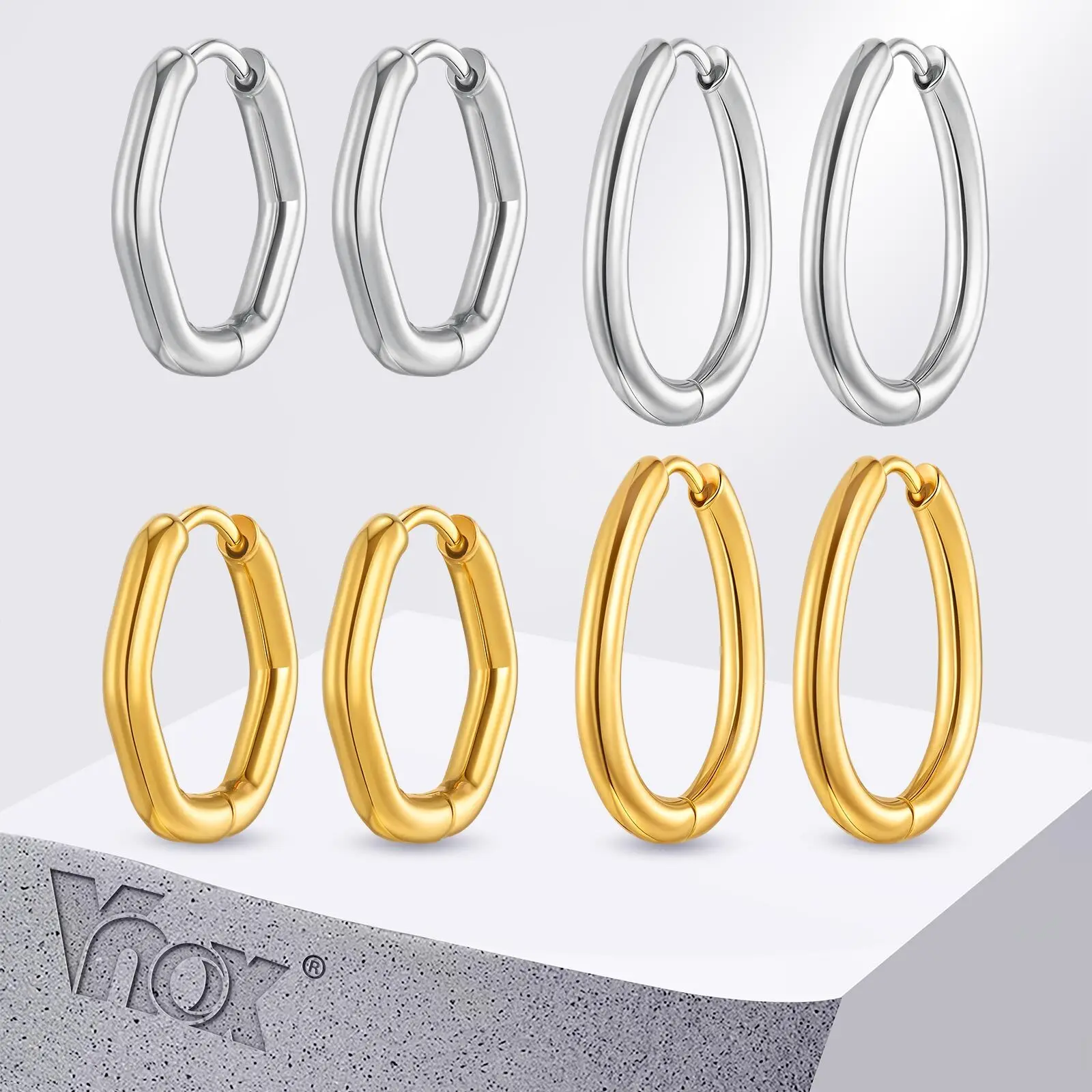 Vnox Geometric Ear Buckle Fashion Stainless Steel Hoop Earrings Cartilage Ear Piercing Party Jewelry Gifts For Women Girls
Vnox Geometric Ear Buckle Fashion Stainless Steel Hoop Earrings Cartilage Ear Piercing Party Jewelry Gifts For Women Girls