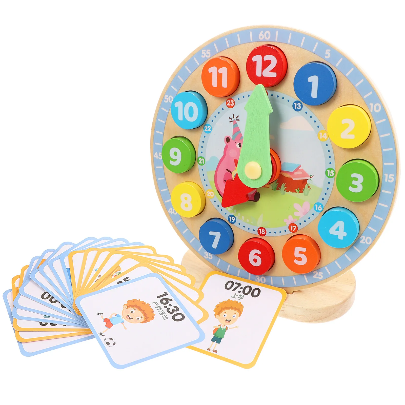 Kids Wooden Clock Learning Educational Number Cognition Creative Interactive Early Education Plaything Colorful Time Teaching
Kids Wooden Clock Learning Educational Number Cognition Creative Interactive Early Education Plaything Colorful Time Teaching