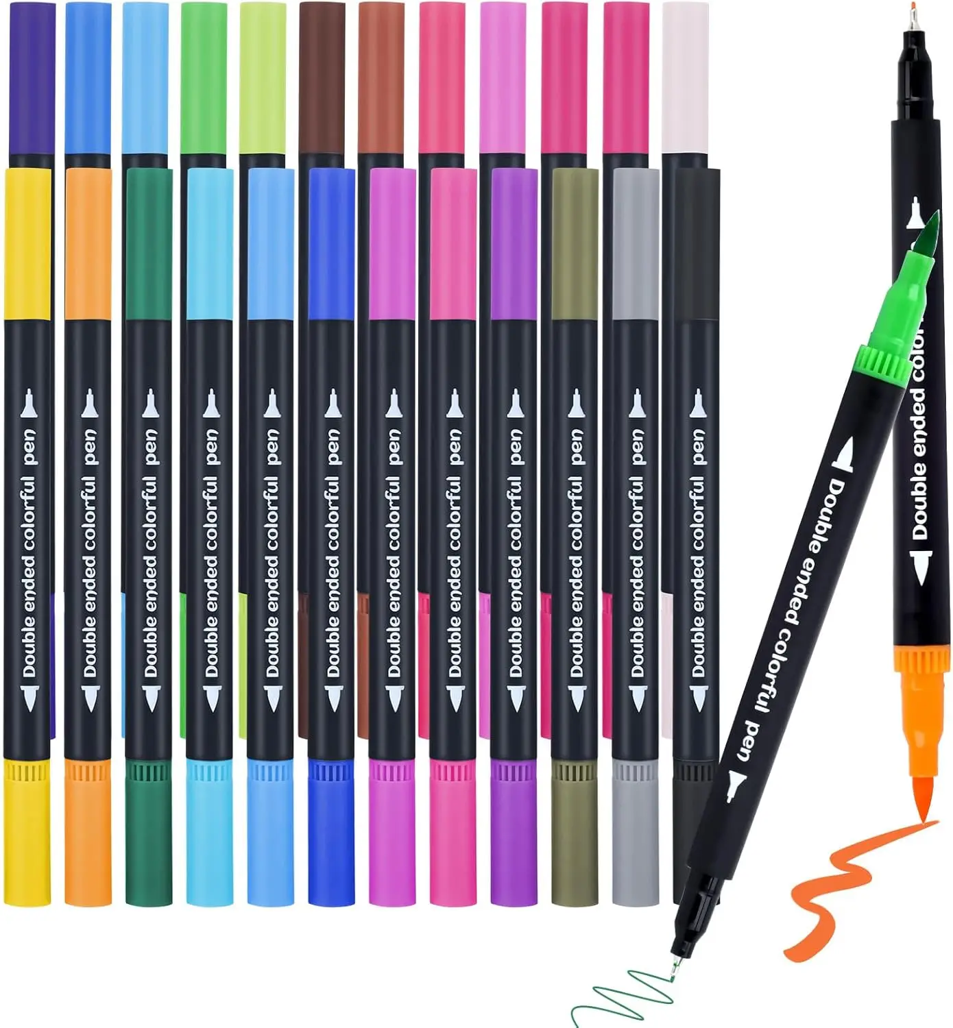 24-Color Dual-Tip Art Markers, Fine & Brush Tips for Adult Coloring, Watercolor Pens for Drawing & Sketching
24-Color Dual-Tip Art Markers, Fine & Brush Tips for Adult Coloring, Watercolor Pens for Drawing & Sketching