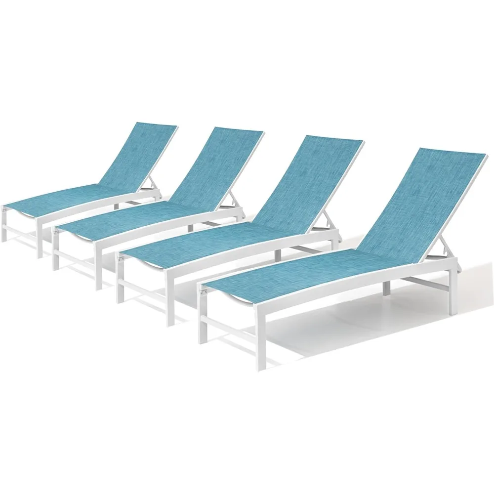 Patio Aluminum Chaise Lounge Chair, Set of 4 Recliner Lounge Chair Sun Loungers, All Weather Chaise with 5 Adjustable Backrest
Patio Aluminum Chaise Lounge Chair, Set of 4 Recliner Lounge Chair Sun Loungers, All Weather Chaise with 5 Adjustable Backrest