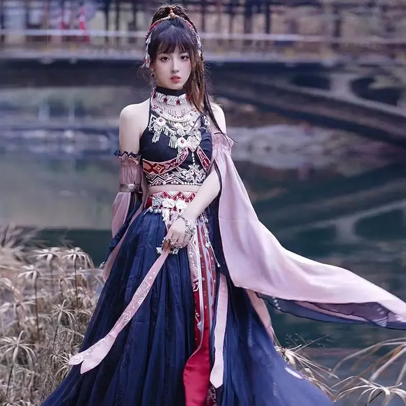 Yunnan Lijiang Exotic Style Clothing New Hanfu Female Adult Black Miao Hani Spring and Autumn Chinese Style Ancient Clothing
Yunnan Lijiang Exotic Style Clothing New Hanfu Female Adult Black Miao Hani Spring and Autumn Chinese Style Ancient Clothing