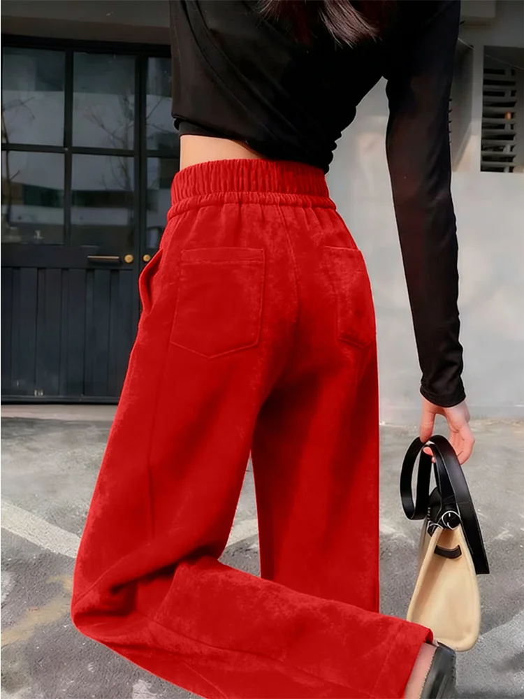 Red Fce Lined High Waist Wide Leg Pants Autumn Winter Thiening Drapey Long Trousers Faion Slimming Women's Casual Pants
Red Fce Lined High Waist Wide Leg Pants Autumn Winter Thiening Drapey Long Trousers Faion Slimming Women's Casual Pants