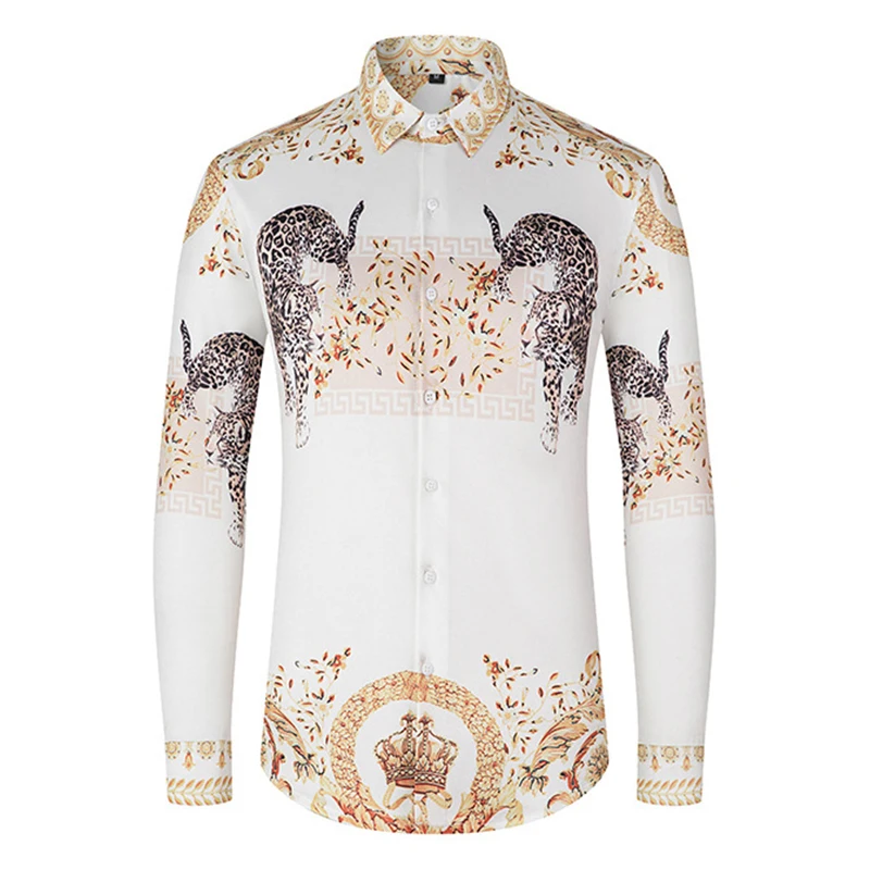 European And American Style Long Sleeve Shirt Men Fashion Printed Buttons Down Slim Fit Dress Autumn Nightclub Business Social
European And American Style Long Sleeve Shirt Men Fashion Printed Buttons Down Slim Fit Dress Autumn Nightclub Business Social