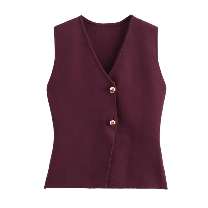 2024 Summer New Product Casual Women's Wear Simple and Fashionable Gold Button Knitted Tank Top RFRE-2598
2024 Summer New Product Casual Women's Wear Simple and Fashionable Gold Button Knitted Tank Top RFRE-2598