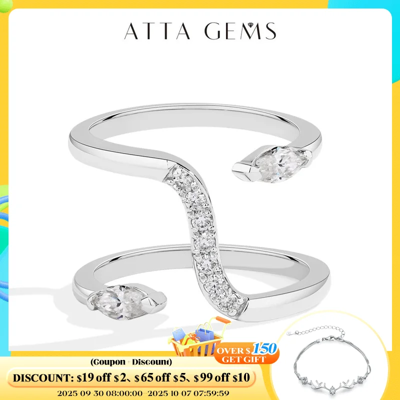 ATTAGEMS Изысканное кольцо с муассанитом D VVS1 в форме двойной змеи для женщин и мужчин, серебро S925, подарок на день рождения, вечерние украшения 
ATTAGEMS Изысканное кольцо с муассанитом D VVS1 в форме двойной змеи для женщин и мужчин, серебро S925, подарок на день рождения, вечерние украшения