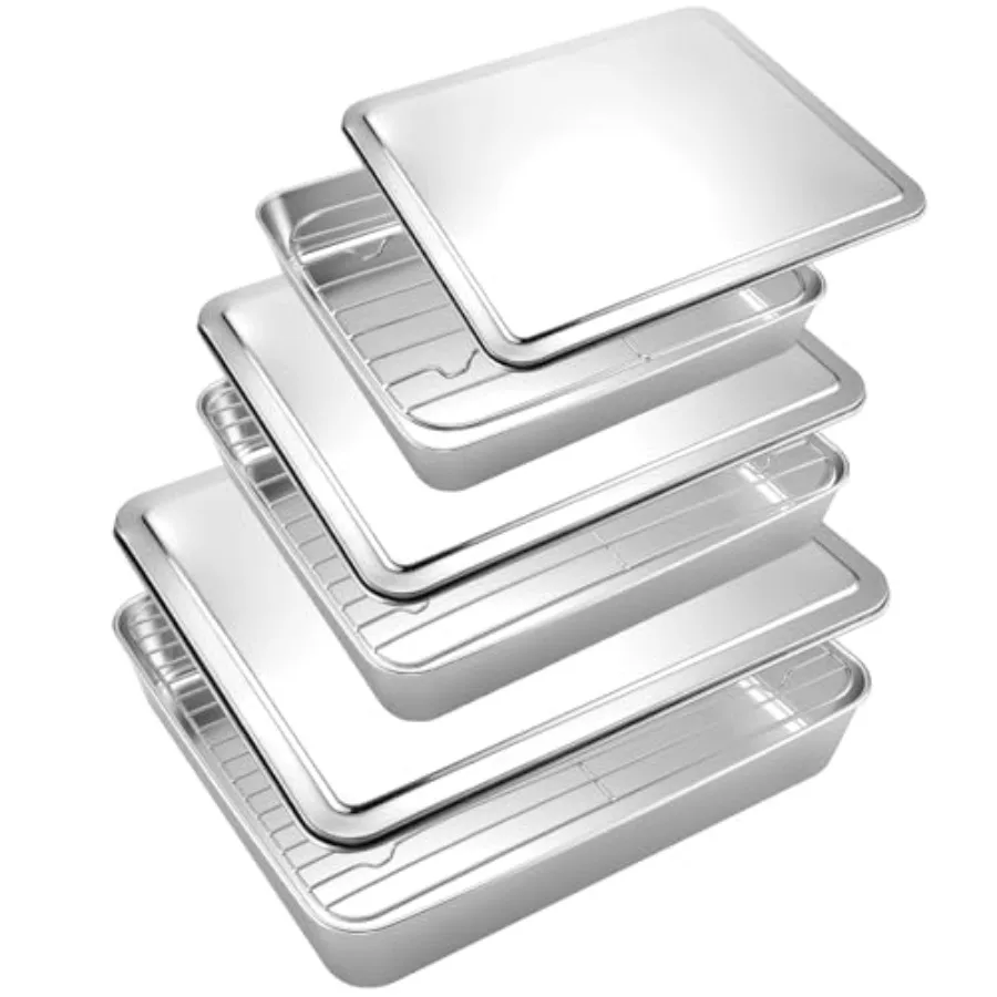 3 ts Stainl Steel Roasting Pans wit Lids g Pan for Oven wit 3 Pcs Flat Racks eavy Duty Diswaser Safe Recular Lasagna Pan wit an
3 ts Stainl Steel Roasting Pans wit Lids g Pan for Oven wit 3 Pcs Flat Racks eavy Duty Diswaser Safe Recular Lasagna Pan wit an