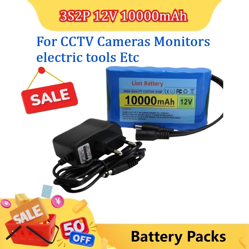 NEW 3S2P 10000mAh 12V Rechargeable Lithium-ion Battery Pack with BMS for CCTV Cameras Monitors Electric Tools Etc with Charger
NEW 3S2P 10000mAh 12V Rechargeable Lithium-ion Battery Pack with BMS for CCTV Cameras Monitors Electric Tools Etc with Charger