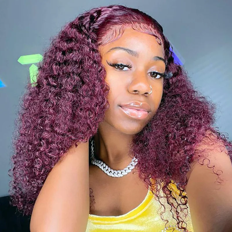 13x4 Lace 99J Color Bob Wigs Kinky Curly Human Hair Lace Front Wig 99J Lace Frontal Bob Short Curly Human Hair Wigs
13x4 Lace 99J Color Bob Wigs Kinky Curly Human Hair Lace Front Wig 99J Lace Frontal Bob Short Curly Human Hair Wigs
