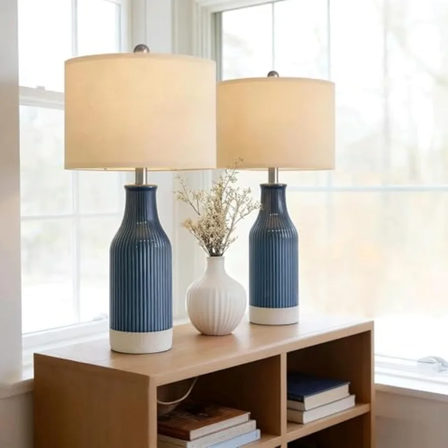 23.75inch Blue Modern Ceramic Bedside Lamp Set of 2 with 5FT Cord for Bedroom Decor Farmhouse Table Lamp for Living Room Office
23.75inch Blue Modern Ceramic Bedside Lamp Set of 2 with 5FT Cord for Bedroom Decor Farmhouse Table Lamp for Living Room Office